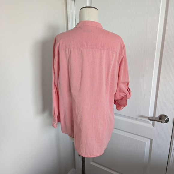 Talbots Red Heathered Cotton Henley - Picture 3 of 5